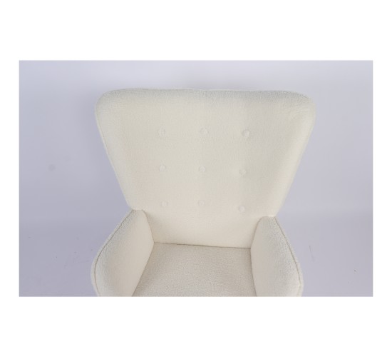 Πολυθρόνα ArteLibre MARION Λευκό Ύφασμα Μπουκλέ/Ξύλο 73x69x96cm