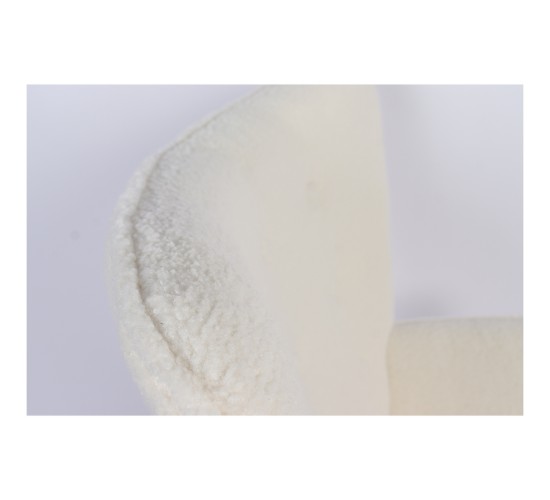 Πολυθρόνα ArteLibre MARION Λευκό Ύφασμα Μπουκλέ/Ξύλο 73x69x96cm