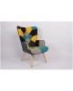 Πολυθρόνα ArteLibre BRIAR Κίτρινο/Μπλε Patchwork Ύφασμα/Ξύλο 73x69x96cm