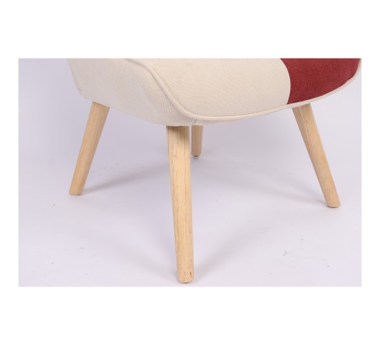 Πολυθρόνα ArteLibre BRIAR Μπορντό/Γκρι Patchwork Ύφασμα/Ξύλο 73x69x96cm