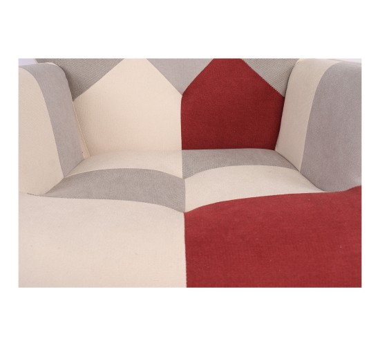 Πολυθρόνα ArteLibre BRIAR Μπορντό/Γκρι Patchwork Ύφασμα/Ξύλο 73x69x96cm