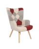 Πολυθρόνα ArteLibre BRIAR Μπορντό/Γκρι Patchwork Ύφασμα/Ξύλο 73x69x96cm