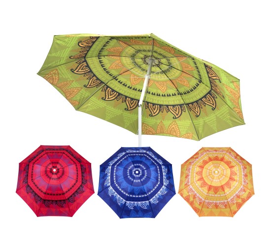 Ομπρέλα Παραλίας Mandala Πολύχρωμο Φ1.9m Σε 4 Σχέδια