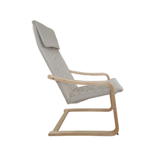 Πολυθρόνα ArteLibre NORDVIK Μπεζ/Φυσικό Ύφασμα/Ξύλο 60x71x105cm