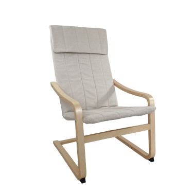 Πολυθρόνα ArteLibre NORDVIK Μπεζ/Φυσικό Ύφασμα/Ξύλο 60x71x105cm