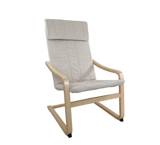 Πολυθρόνα ArteLibre NORDVIK Μπεζ/Φυσικό Ύφασμα/Ξύλο 60x71x105cm