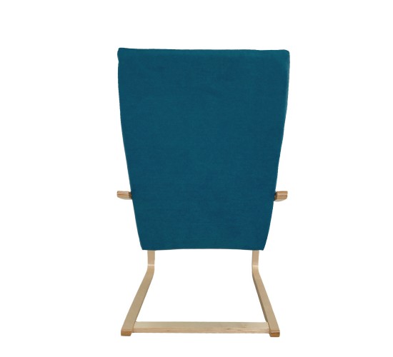 Πολυθρόνα ArteLibre NORDVIK Μπλε/Φυσικό Ύφασμα/Ξύλο 60x71x105cm