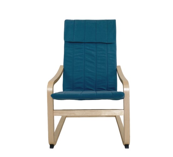 Πολυθρόνα ArteLibre NORDVIK Μπλε/Φυσικό Ύφασμα/Ξύλο 60x71x105cm