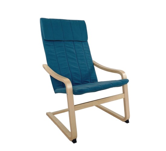 Πολυθρόνα ArteLibre NORDVIK Μπλε/Φυσικό Ύφασμα/Ξύλο 60x71x105cm