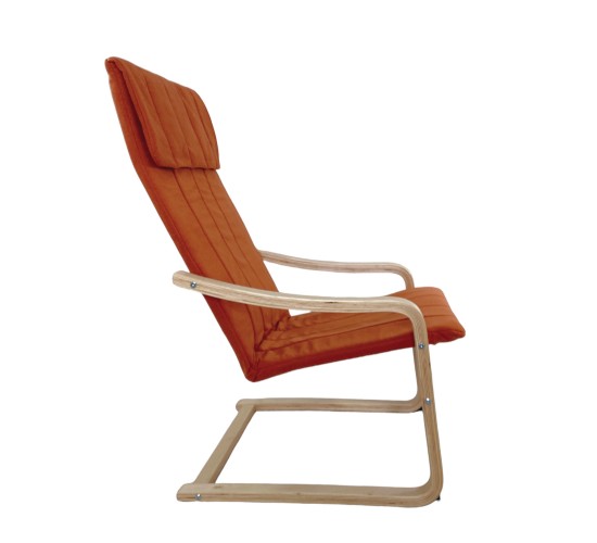 Πολυθρόνα ArteLibre NORDVIK Πορτοκαλί/Φυσικό Ύφασμα/Ξύλο 60x71x105cm