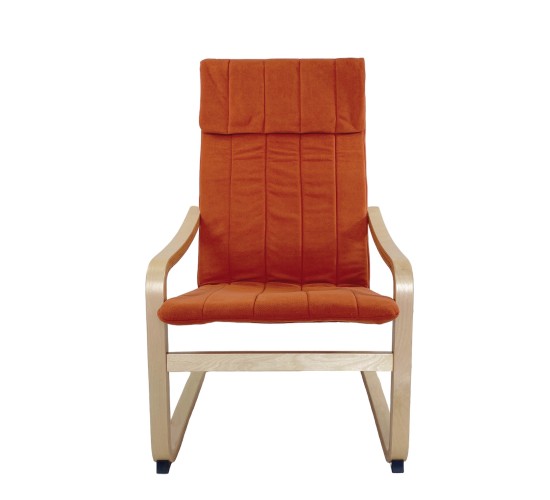 Πολυθρόνα ArteLibre NORDVIK Πορτοκαλί/Φυσικό Ύφασμα/Ξύλο 60x71x105cm