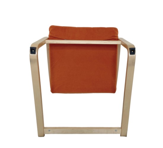 Πολυθρόνα ArteLibre NORDVIK Πορτοκαλί/Φυσικό Ύφασμα/Ξύλο 60x71x105cm
