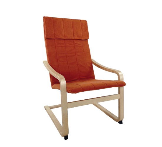 Πολυθρόνα ArteLibre NORDVIK Πορτοκαλί/Φυσικό Ύφασμα/Ξύλο 60x71x105cm