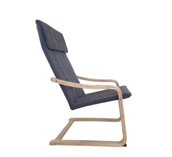 Πολυθρόνα ArteLibre NORDVIK Γκρι/Φυσικό Ύφασμα/Ξύλο 60x71x105cm