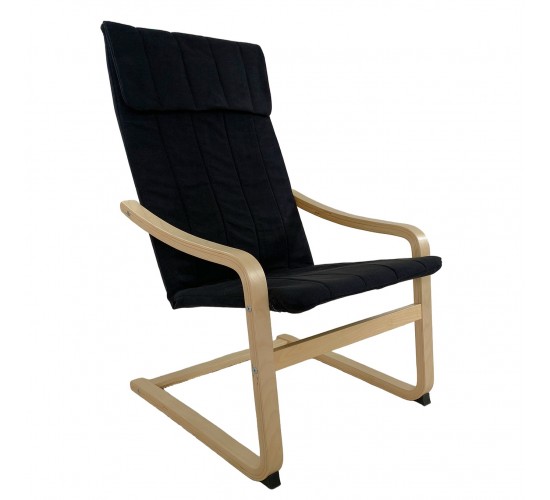 Πολυθρόνα ArteLibre NORDVIK Μαύρο/Φυσικό Ύφασμα/Ξύλο 60x71x105cm