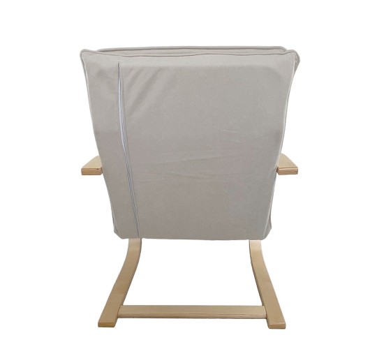 Πολυθρόνα ArteLibre VESNA Μπεζ/Φυσικό Ύφασμα/Ξύλο 67x78x92cm