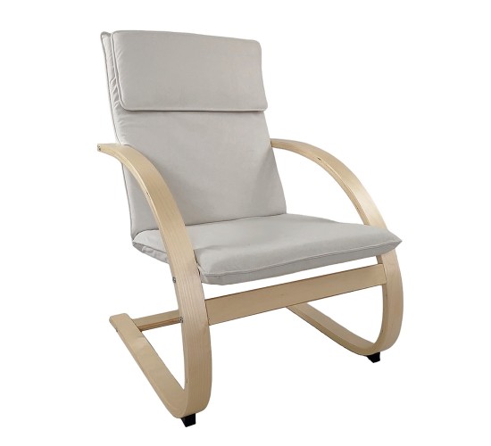 Πολυθρόνα ArteLibre VESNA Μπεζ/Φυσικό Ύφασμα/Ξύλο 67x78x92cm