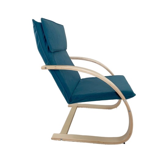Πολυθρόνα ArteLibre VESNA Μπλε/Φυσικό Ύφασμα/Ξύλο 67x78x92cm