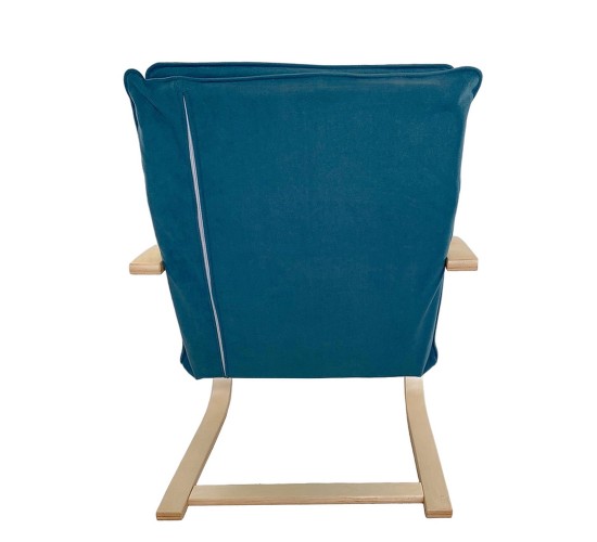 Πολυθρόνα ArteLibre VESNA Μπλε/Φυσικό Ύφασμα/Ξύλο 67x78x92cm