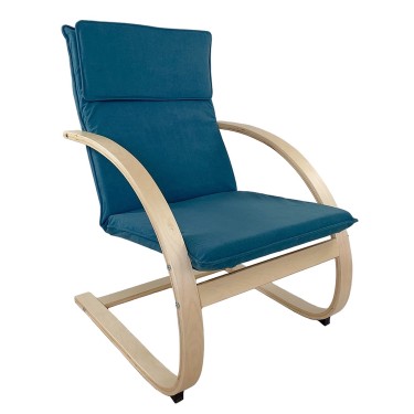 Πολυθρόνα ArteLibre VESNA Μπλε/Φυσικό Ύφασμα/Ξύλο 67x78x92cm