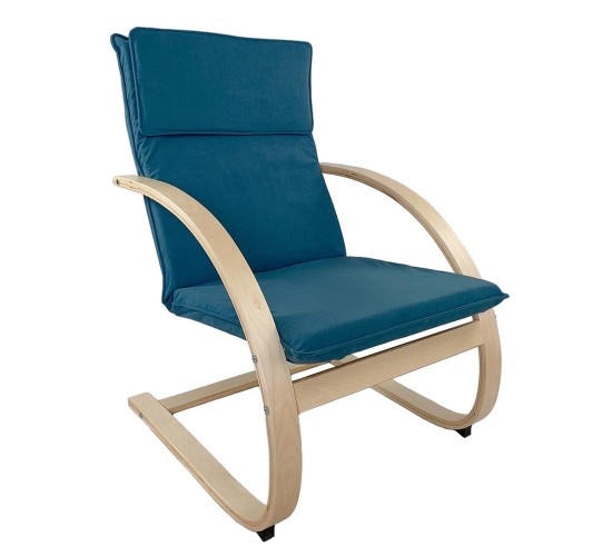Πολυθρόνα ArteLibre VESNA Μπλε/Φυσικό Ύφασμα/Ξύλο 67x78x92cm