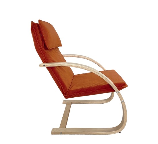 Πολυθρόνα ArteLibre VESNA Πορτοκαλί/Φυσικό Ύφασμα/Ξύλο 67x78x92cm