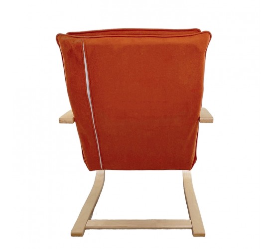 Πολυθρόνα ArteLibre VESNA Πορτοκαλί/Φυσικό Ύφασμα/Ξύλο 67x78x92cm