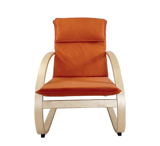 Πολυθρόνα ArteLibre VESNA Πορτοκαλί/Φυσικό Ύφασμα/Ξύλο 67x78x92cm