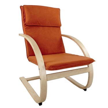 Πολυθρόνα ArteLibre VESNA Πορτοκαλί/Φυσικό Ύφασμα/Ξύλο 67x78x92cm