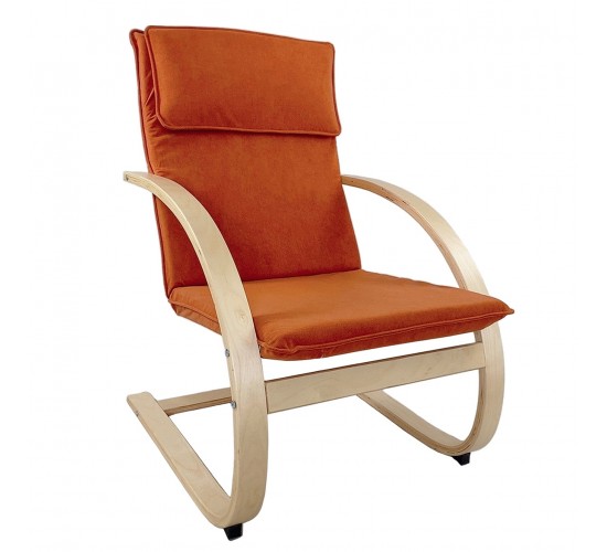 Πολυθρόνα ArteLibre VESNA Πορτοκαλί/Φυσικό Ύφασμα/Ξύλο 67x78x92cm