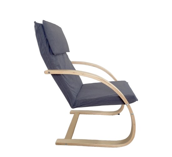 Πολυθρόνα ArteLibre VESNA Γκρι/Φυσικό Ύφασμα/Ξύλο 67x78x92cm