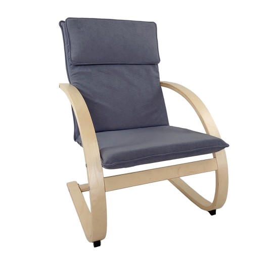 Πολυθρόνα ArteLibre VESNA Γκρι/Φυσικό Ύφασμα/Ξύλο 67x78x92cm