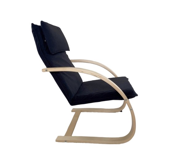 Πολυθρόνα ArteLibre VESNA Μαύρο/Φυσικό Ύφασμα/Ξύλο 67x78x92cm