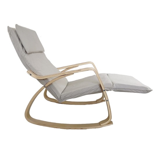 Πολυθρόνα Κουνιστή ArteLibre LUNDRA Μπεζ/Φυσικό Ύφασμα/Ξύλο 67x127x91cm