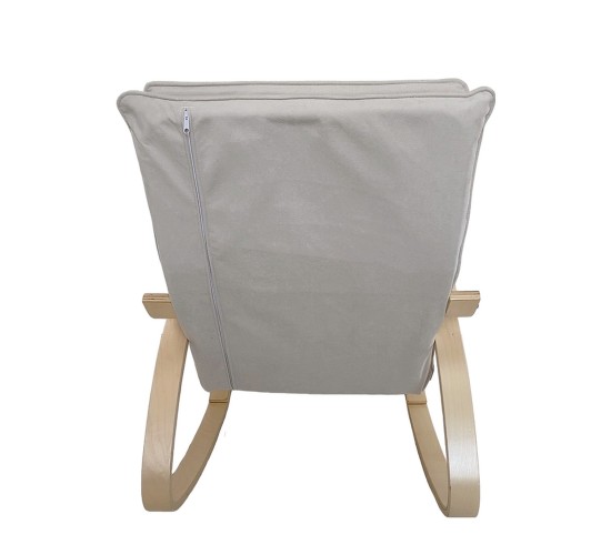 Πολυθρόνα Κουνιστή ArteLibre LUNDRA Μπεζ/Φυσικό Ύφασμα/Ξύλο 67x127x91cm