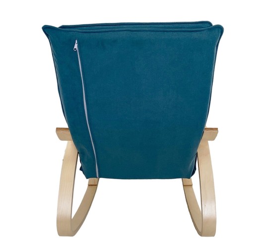 Πολυθρόνα Κουνιστή ArteLibre LUNDRA Μπλε/Φυσικό Ύφασμα/Ξύλο 67x127x91cm