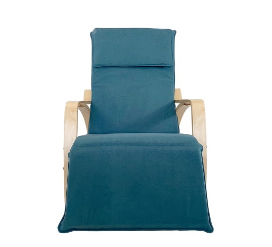 Πολυθρόνα Κουνιστή ArteLibre LUNDRA Μπλε/Φυσικό Ύφασμα/Ξύλο 67x127x91cm