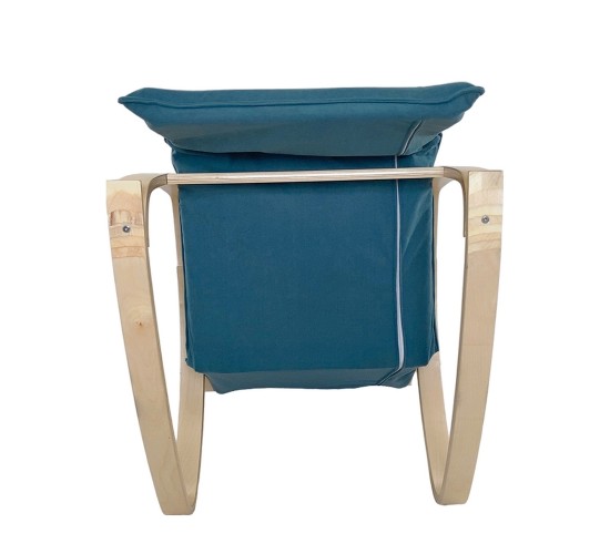 Πολυθρόνα Κουνιστή ArteLibre LUNDRA Μπλε/Φυσικό Ύφασμα/Ξύλο 67x127x91cm