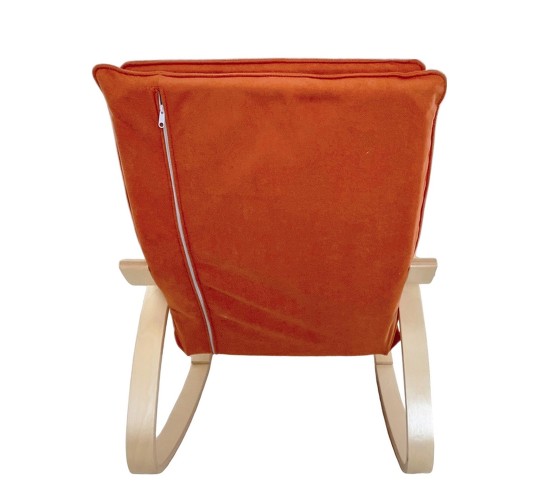 Πολυθρόνα Κουνιστή ArteLibre LUNDRA Πορτοκαλί/Φυσικό Ύφασμα/Ξύλο 67x127x91cm