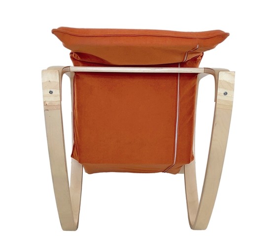 Πολυθρόνα Κουνιστή ArteLibre LUNDRA Πορτοκαλί/Φυσικό Ύφασμα/Ξύλο 67x127x91cm