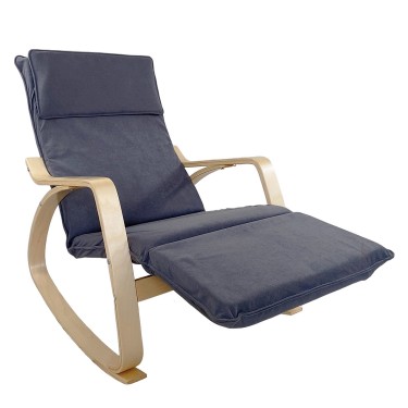 Πολυθρόνα Κουνιστή ArteLibre LUNDRA Γκρι/Φυσικό Ύφασμα/Ξύλο 67x127x91cm