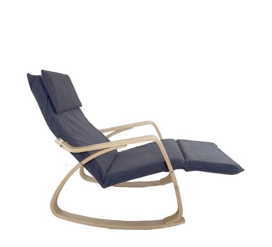 Πολυθρόνα Κουνιστή ArteLibre LUNDRA Γκρι/Φυσικό Ύφασμα/Ξύλο 67x127x91cm