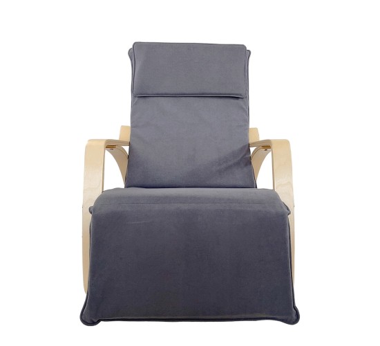 Πολυθρόνα Κουνιστή ArteLibre LUNDRA Γκρι/Φυσικό Ύφασμα/Ξύλο 67x127x91cm