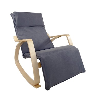 Πολυθρόνα Κουνιστή ArteLibre LUNDRA Γκρι/Φυσικό Ύφασμα/Ξύλο 67x127x91cm