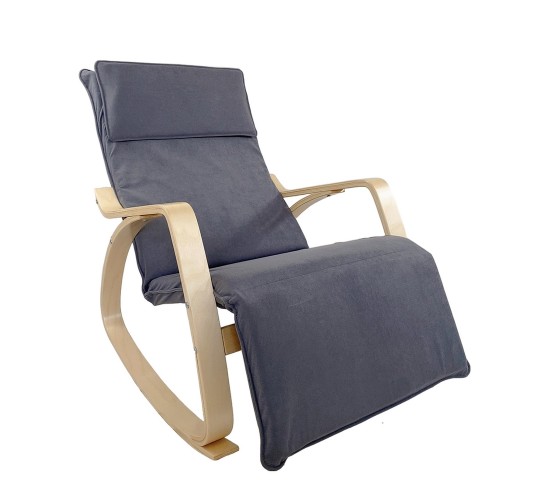 Πολυθρόνα Κουνιστή ArteLibre LUNDRA Γκρι/Φυσικό Ύφασμα/Ξύλο 67x127x91cm