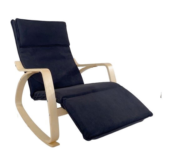 Πολυθρόνα Κουνιστή ArteLibre LUNDRA Μαύρο/Φυσικό Ύφασμα/Ξύλο 67x127x91cm