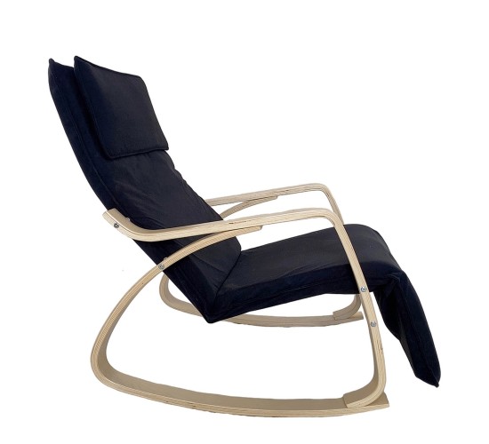 Πολυθρόνα Κουνιστή ArteLibre LUNDRA Μαύρο/Φυσικό Ύφασμα/Ξύλο 67x127x91cm