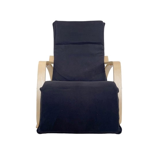 Πολυθρόνα Κουνιστή ArteLibre LUNDRA Μαύρο/Φυσικό Ύφασμα/Ξύλο 67x127x91cm