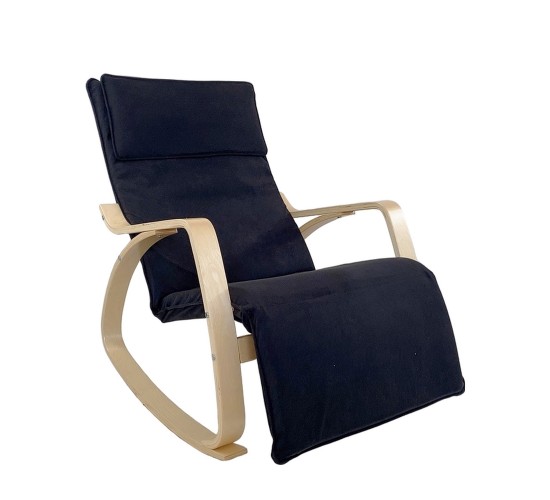 Πολυθρόνα Κουνιστή ArteLibre LUNDRA Μαύρο/Φυσικό Ύφασμα/Ξύλο 67x127x91cm