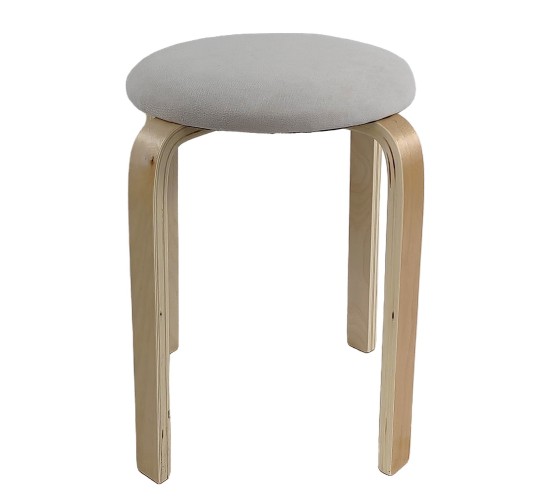 Σκαμπό ArteLibre MILOA Mπεζ/Φυσικό Ύφασμα/Ξύλο 42x42x45cm